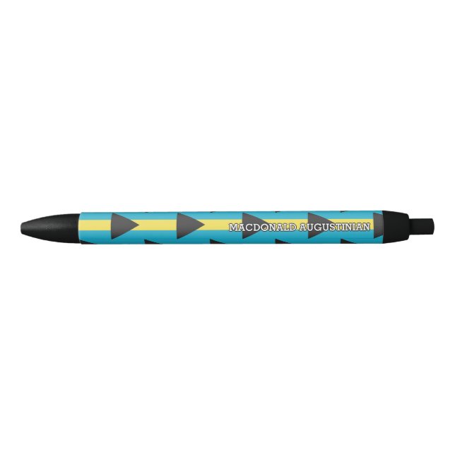 Patriotic BAHAMAS FLAG Personalised Black Ink Pen (Front)