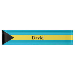 Patriotic Bahamian Flag Nameplate