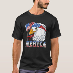 Patriotic Bald Eagle 4th of July America USA Flag T-Shirt