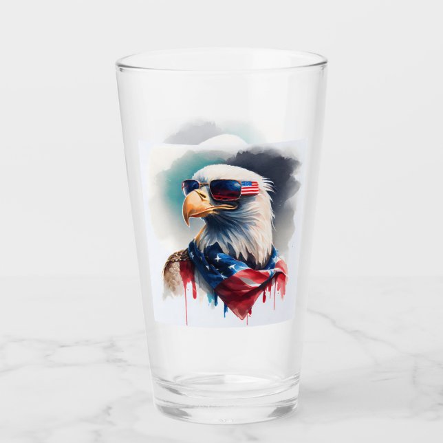Patriotic Bald Eagle 4th Of July Glass (Front)