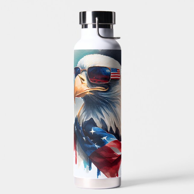 Patriotic Bald Eagle 4th Of July Water Bottle (Left)