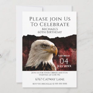 Patriotic Bald Eagle 60th Birthday Invitation