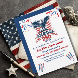 Patriotic Bald Eagle America 250th 4th of July Invitation
