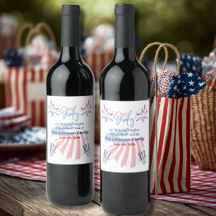 Patriotic Bald Eagle America 250th 4th of July Wine Label