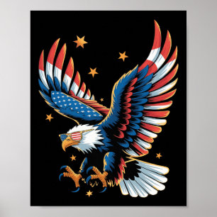 Patriotic Bald Eagle American Flag 4th Of July Eag Poster