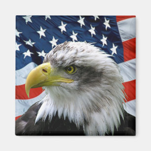 Patriotic Bald Eagle American Flag Magnet