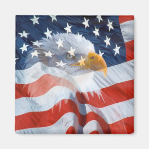 Patriotic Bald Eagle American Flag Magnet