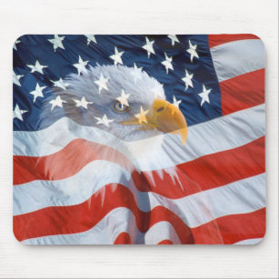Patriotic Bald Eagle American Flag Mouse Mat