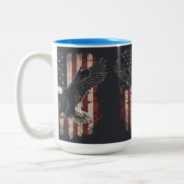 Patriotic Bald Eagle American Flag Mug (Left)