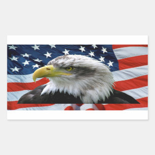 Patriotic Bald Eagle American Flag Rectangular Sticker
