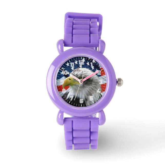 Patriotic Bald Eagle American Flag Watch (Front)