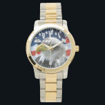 Patriotic Bald Eagle American Flag Watch<br><div class="desc">Patriotic Watch with photo of Bald Eagle in front of the American Flag</div>