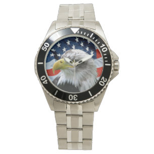 Patriotic Bald Eagle American Flag Watch
