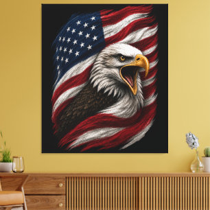 Patriotic Bald Eagle American FreeNation Design Canvas Print