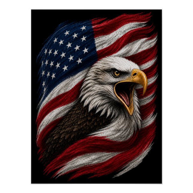 Patriotic Bald Eagle American FreeNation Design Poster (Front)
