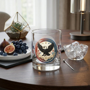 Patriotic Bald Eagle American Pride Wreath USA 250 Whiskey Glass