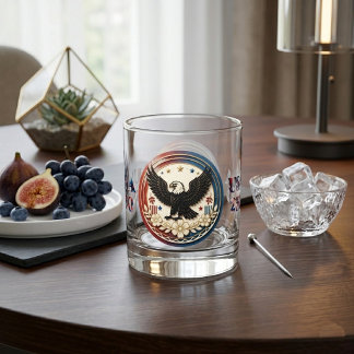 Patriotic Bald Eagle American Pride Wreath USA 250 Whiskey Glass