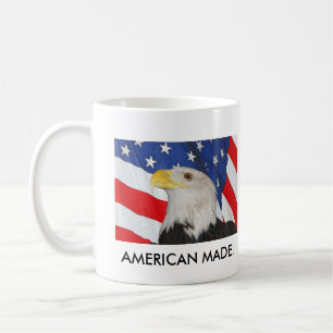 Patriotic Bald Eagle and American Flag Coffee Mug