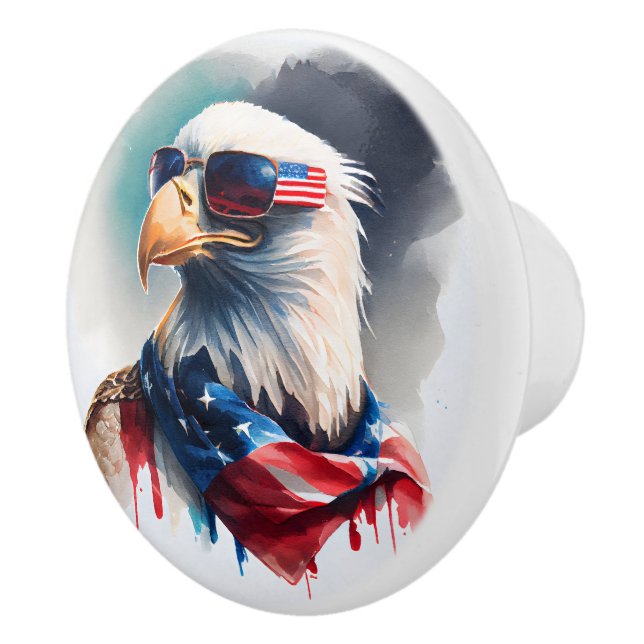 Patriotic Bald Eagle Ceramic Knob (Right)