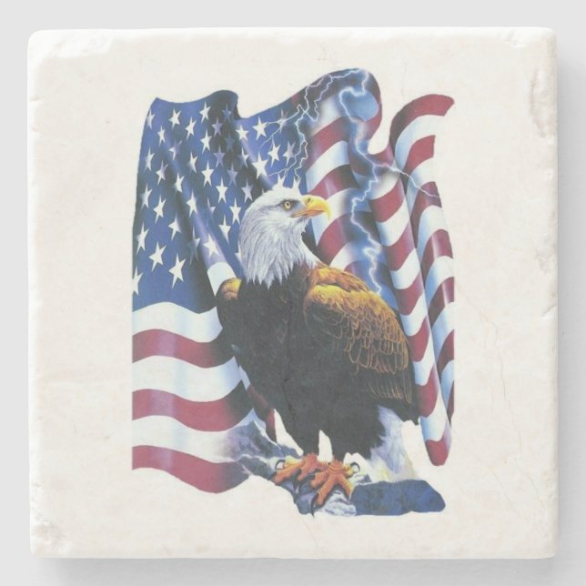 Patriotic Bald Eagle Coaster (Front)