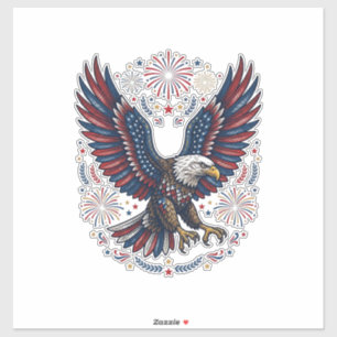 Patriotic Bald Eagle Fireworks Vintage Vector Desi