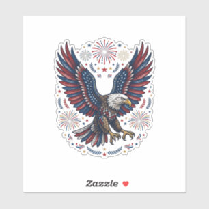 Patriotic Bald Eagle Fireworks Vintage Vector Desi