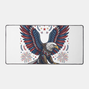 Patriotic Bald Eagle Fireworks Vintage Vector Desi Desk Mat