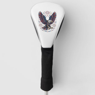 Patriotic Bald Eagle Fireworks Vintage Vector Desi Golf Head Cover