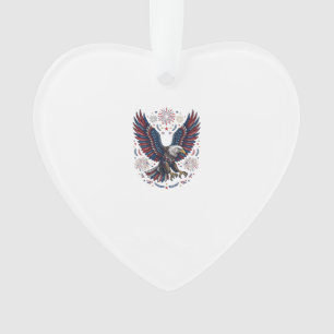 Patriotic Bald Eagle Fireworks Vintage Vector Desi Ornament