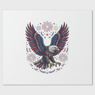 Patriotic Bald Eagle Fireworks Vintage Vector Desi Wrapping Paper