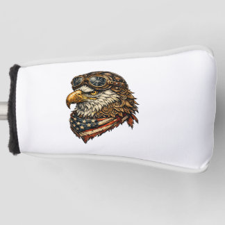 Patriotic Bald Eagle Golf Club Head Cover with Sun