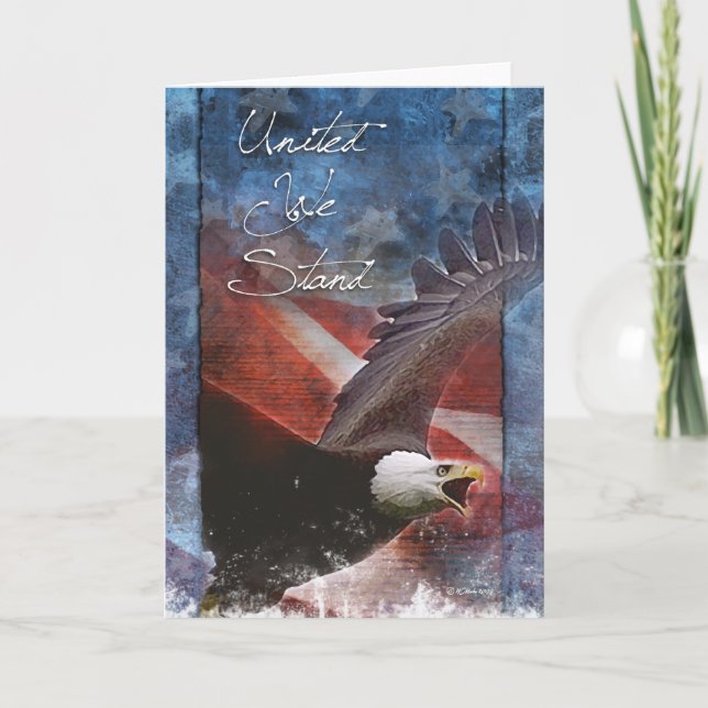 Patriotic Bald Eagle in Flight Greeting Card ETSY (Front)