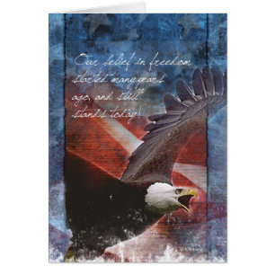 Patriotic Bald Eagle in Flight Thakn You Card