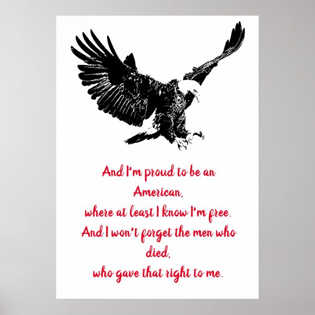 Patriotic Bald Eagle Motivational USA Proud Poster (Front)
