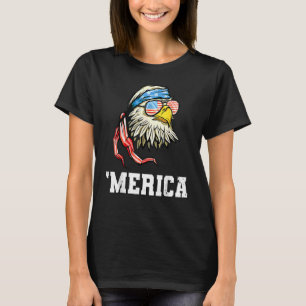 Patriotic Bald Eagle Mullet Merica Usa Flag 4th Of T-Shirt