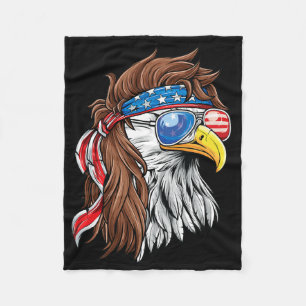Patriotic Bald Eagle Mullet Usa American Flag 4th  Fleece Blanket
