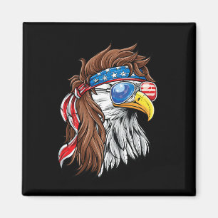 Patriotic Bald Eagle Mullet Usa American Flag 4th Magnet