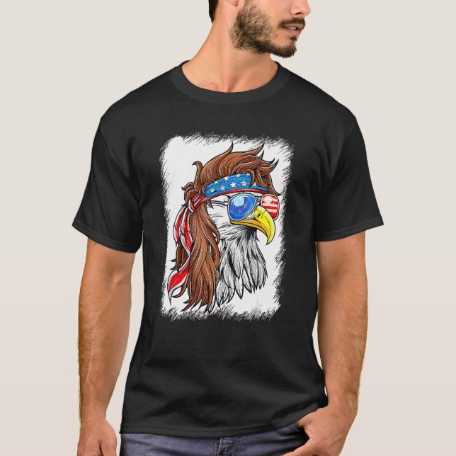 Patriotic Bald Eagle Mullet Usa American Flag 4th  T-Shirt (Front)
