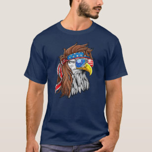 Patriotic Bald Eagle Mullet USA American Flag 4th T-Shirt