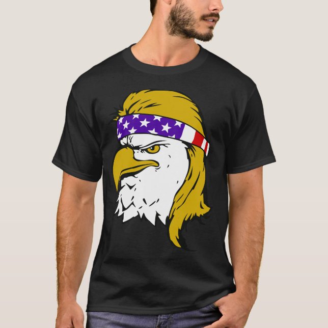 Patriotic Bald Eagle Mullet USA American Flag T-Shirt (Front)
