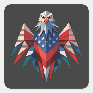 Patriotic Bald Eagle Origami Style USA Square Sticker