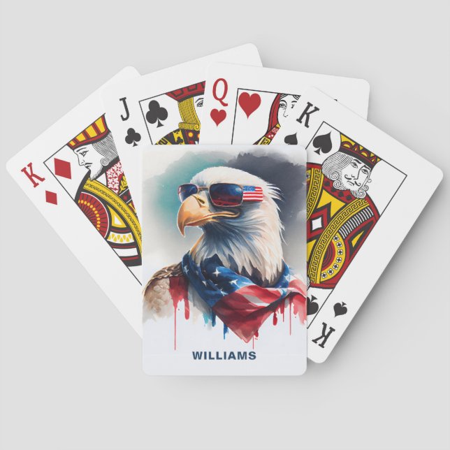 Patriotic Bald Eagle Playing Cards (Back)