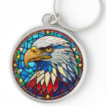 Patriotic Bald Eagle Stained Glass