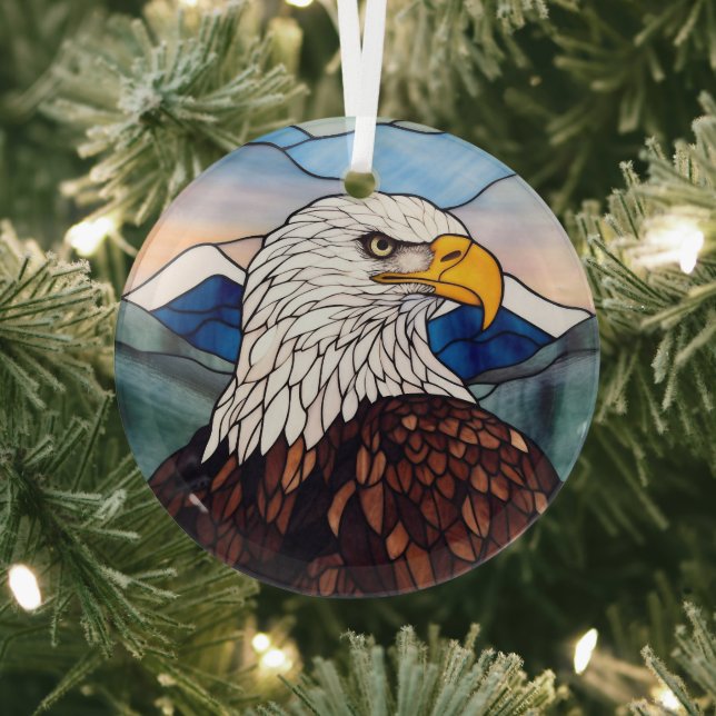 Patriotic Bald Eagle Stained Glass Tree Decoration (Insitu)
