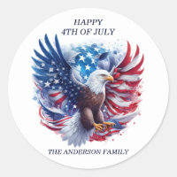 Patriotic Bald Eagle Stars Stripes Red White Blue