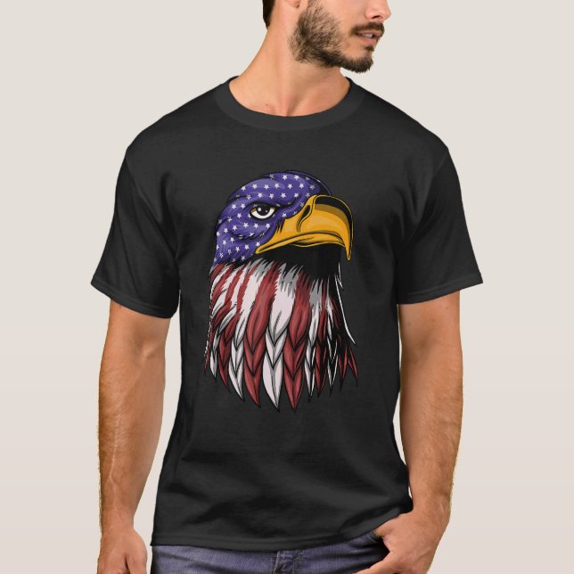 Patriotic Bald Eagle Usa Flag American Flag 4th Of T-Shirt (Front)