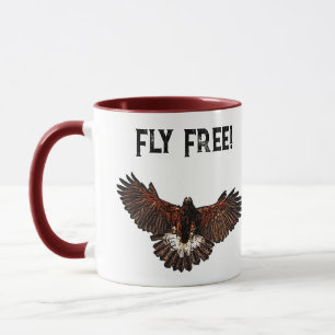 Patriotic Bald Eagle USA Flying Free Nature Art Mug