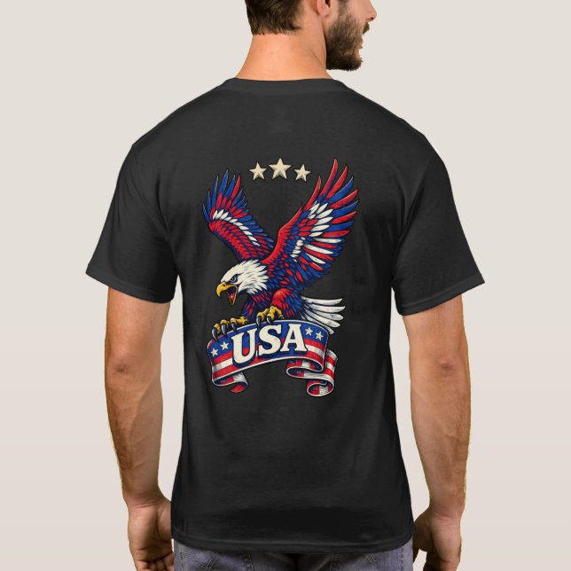 Patriotic Bald Eagle USA T-Shirt (Back)
