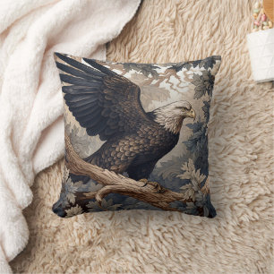 Patriotic Bald Eagle, William Morris Style Cushion