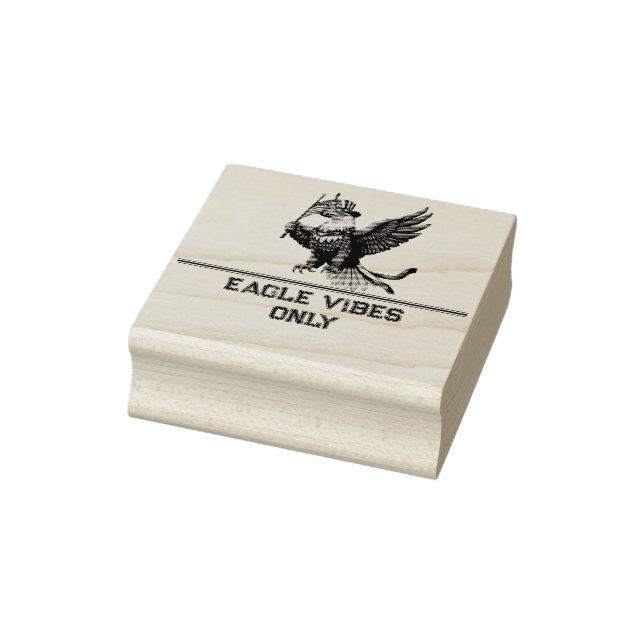 Patriotic Bald Eagle with American Flag – July 4th Rubber Stamp (Stamp)